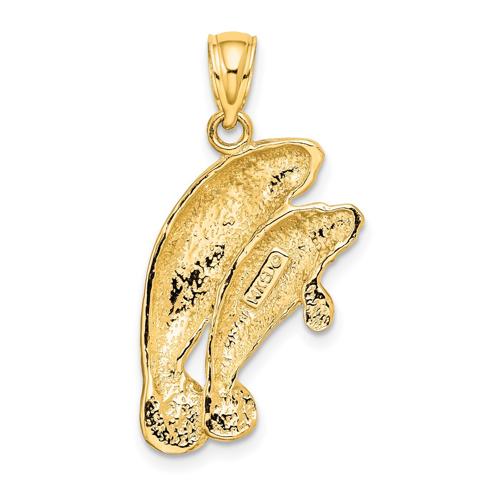14K 2-D /Polished Two Manatees Charm (K7830)