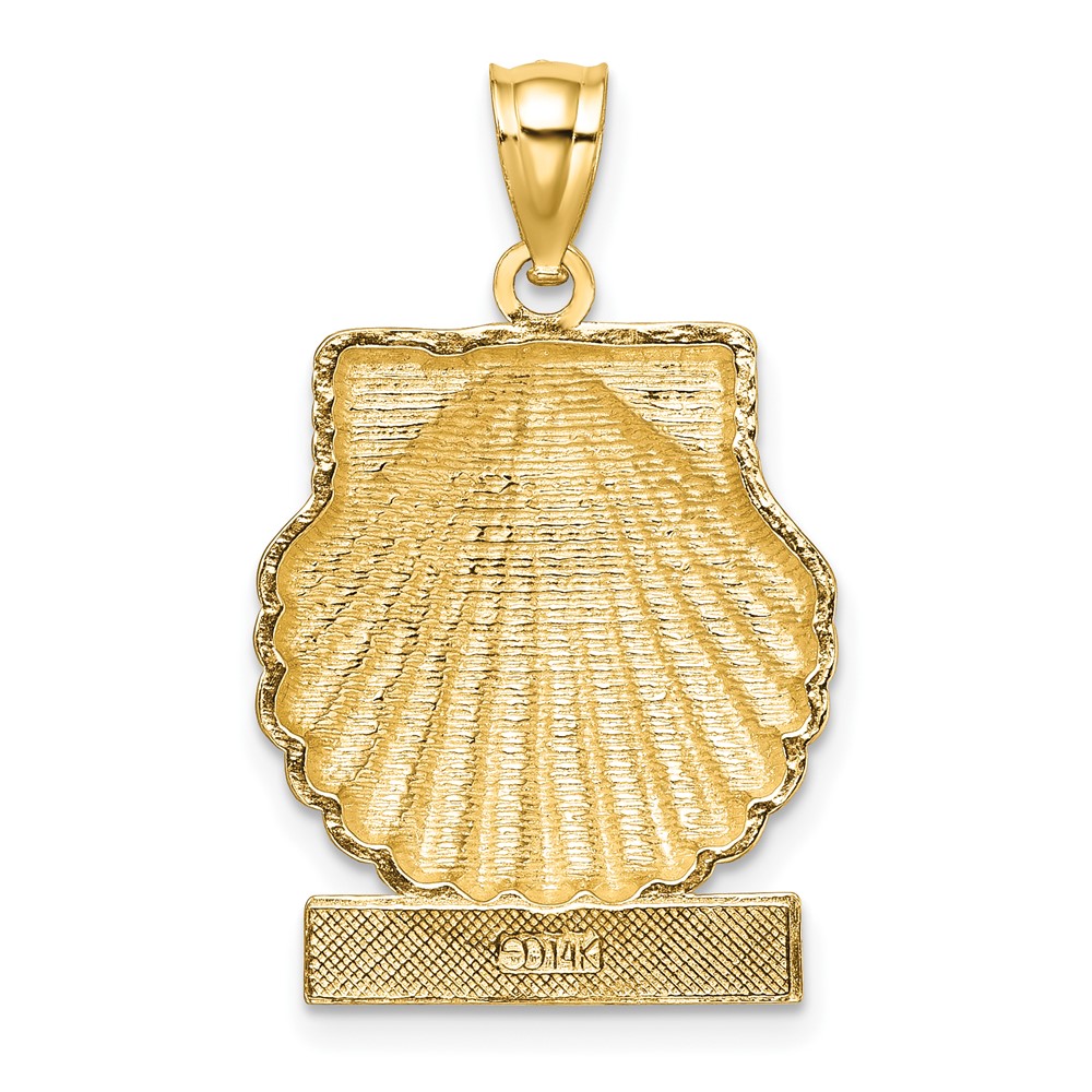 14K Yellow Gold St. Thomas 2D Under Scallop Shell Pendant eBay