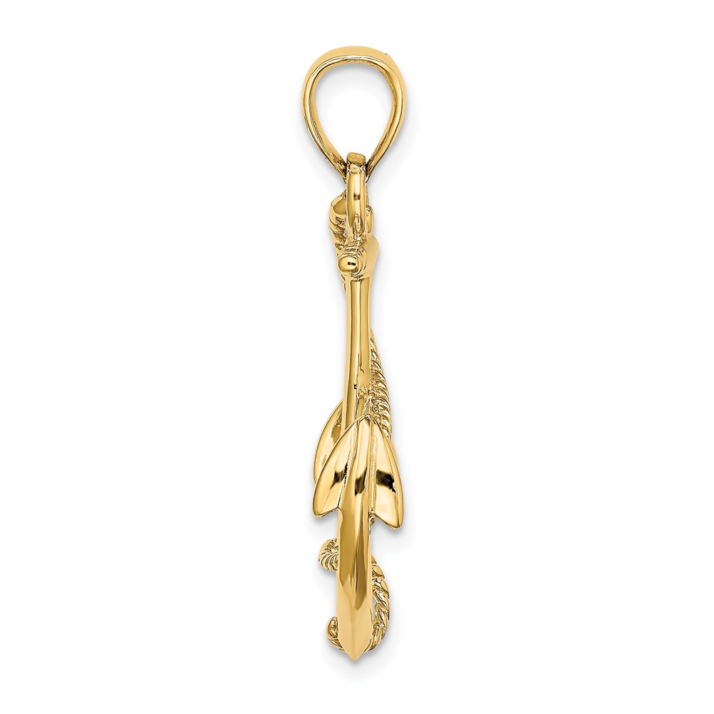 14K 3-D Polished and Textured Anchor w/Rope Charm (K7854)