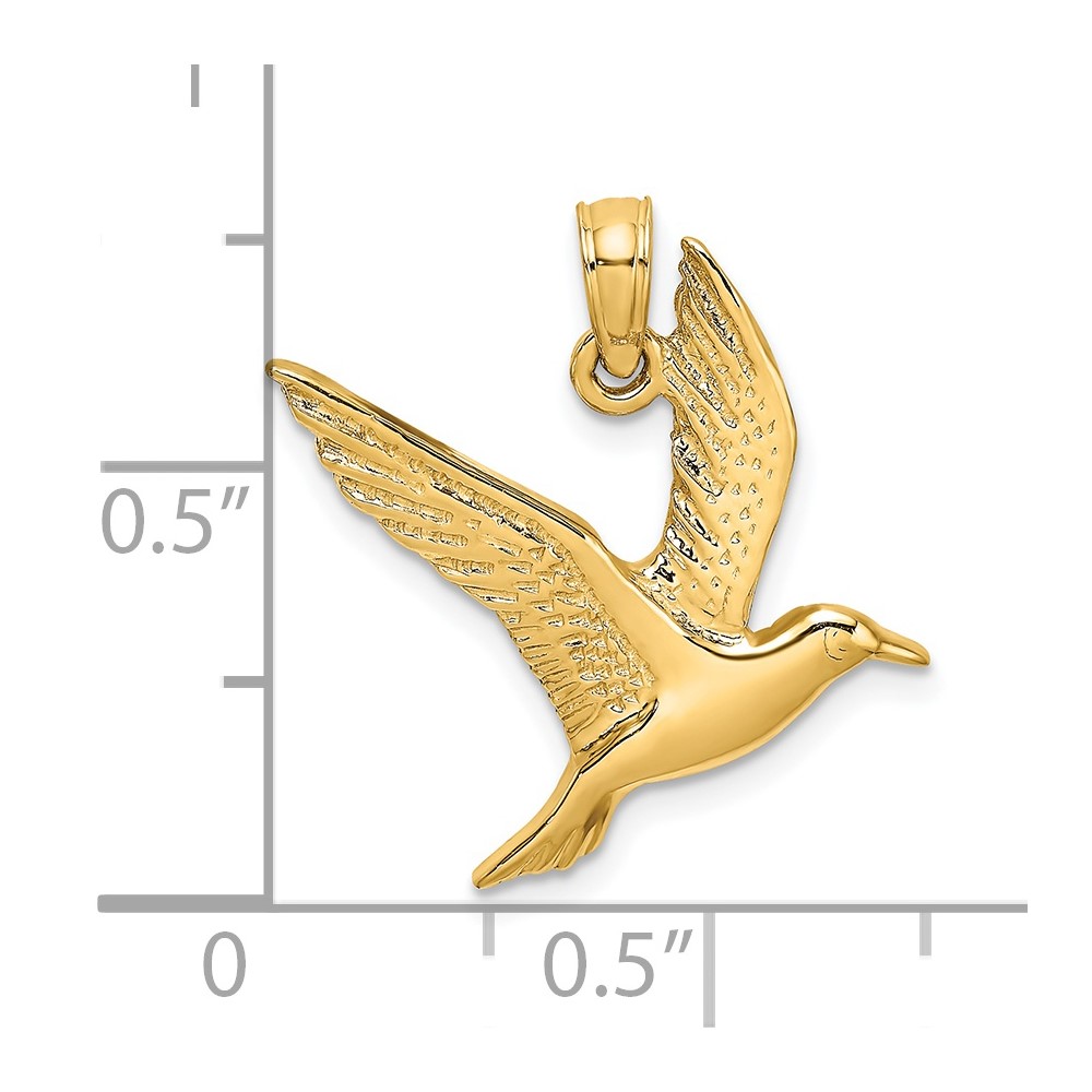 14K Polished Flying Seagull Charm (K7866)