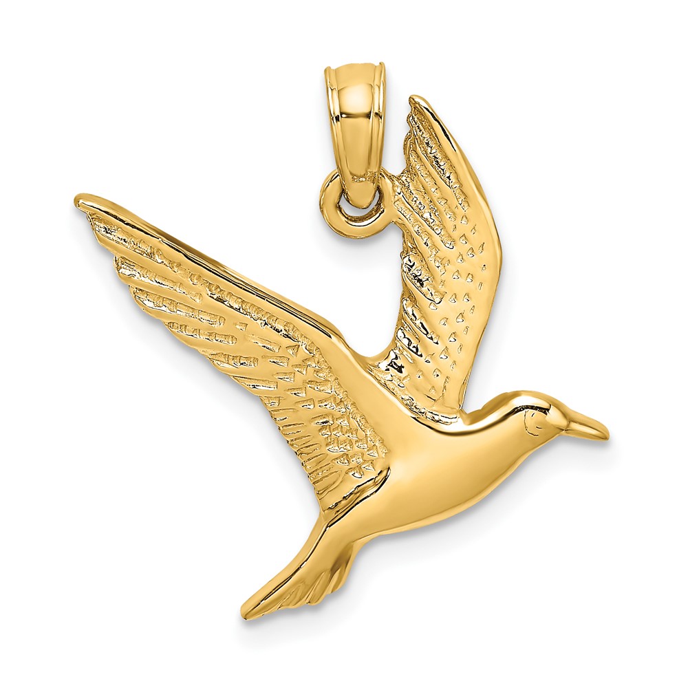 14K Polished Flying Seagull Charm (K7866)