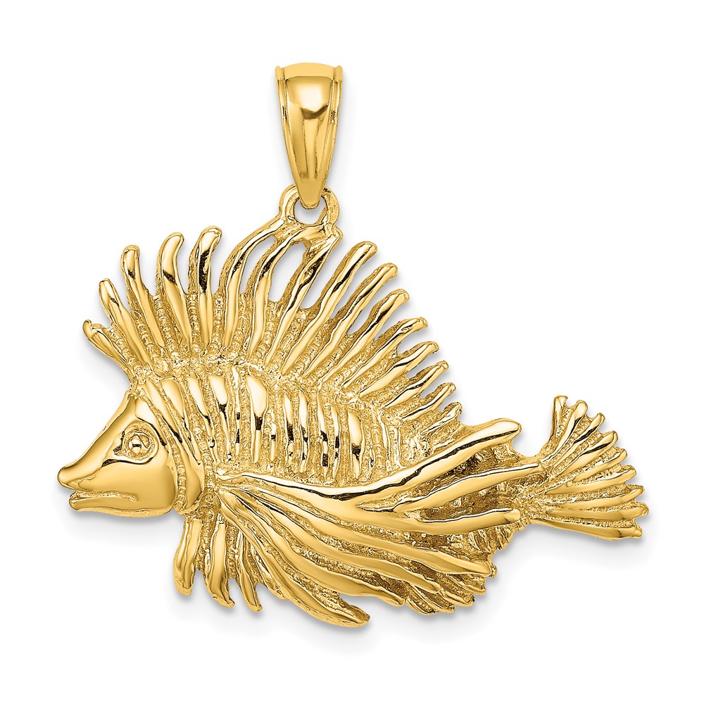 14K 2-D Polished /Textured Lion Fish Charm (K7867)
