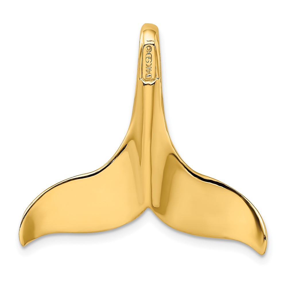 14K 3-D Polished W/ Hidden Bail Whale Tail Charm (K7869)