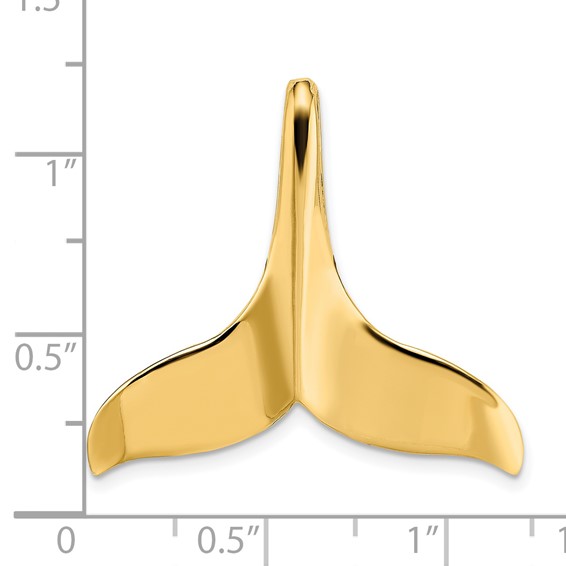 14K Large 3-D Polished with Hidden Bail Whale Tail Omega Slide