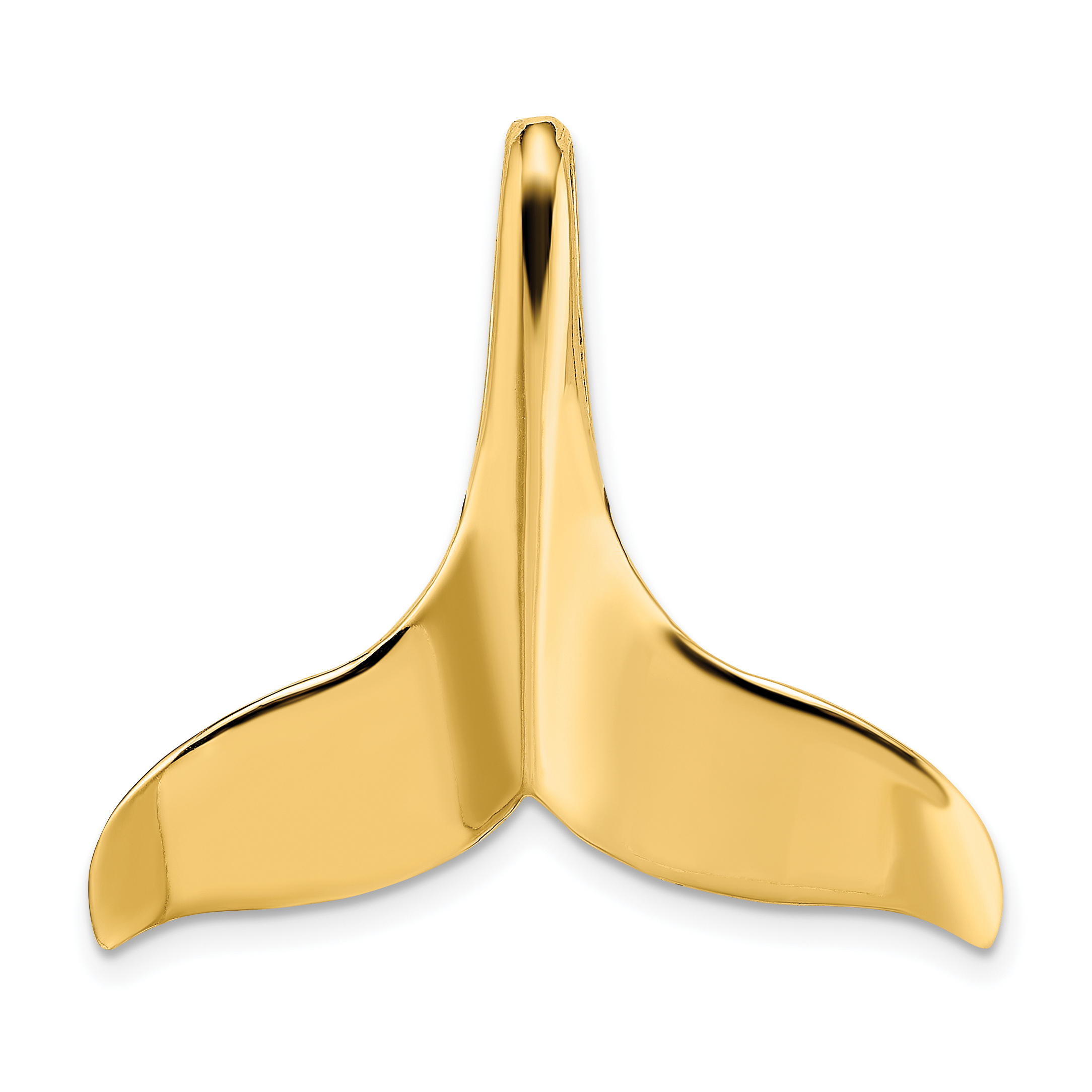 14K 3-D Polished W/ Hidden Bail Whale Tail Charm (K7869)