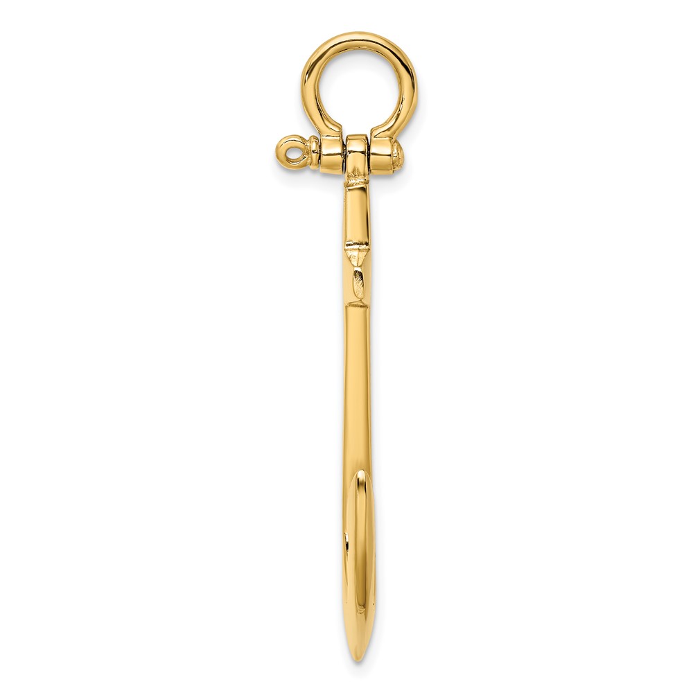 14K 3-D Polished Large Anchor Charm (K7877)
