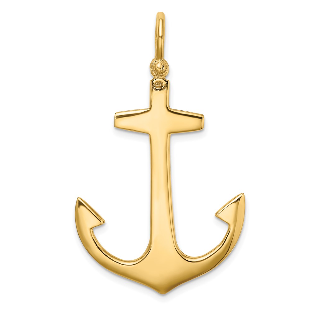 14K 3-D Polished Large Anchor Charm (K7877)