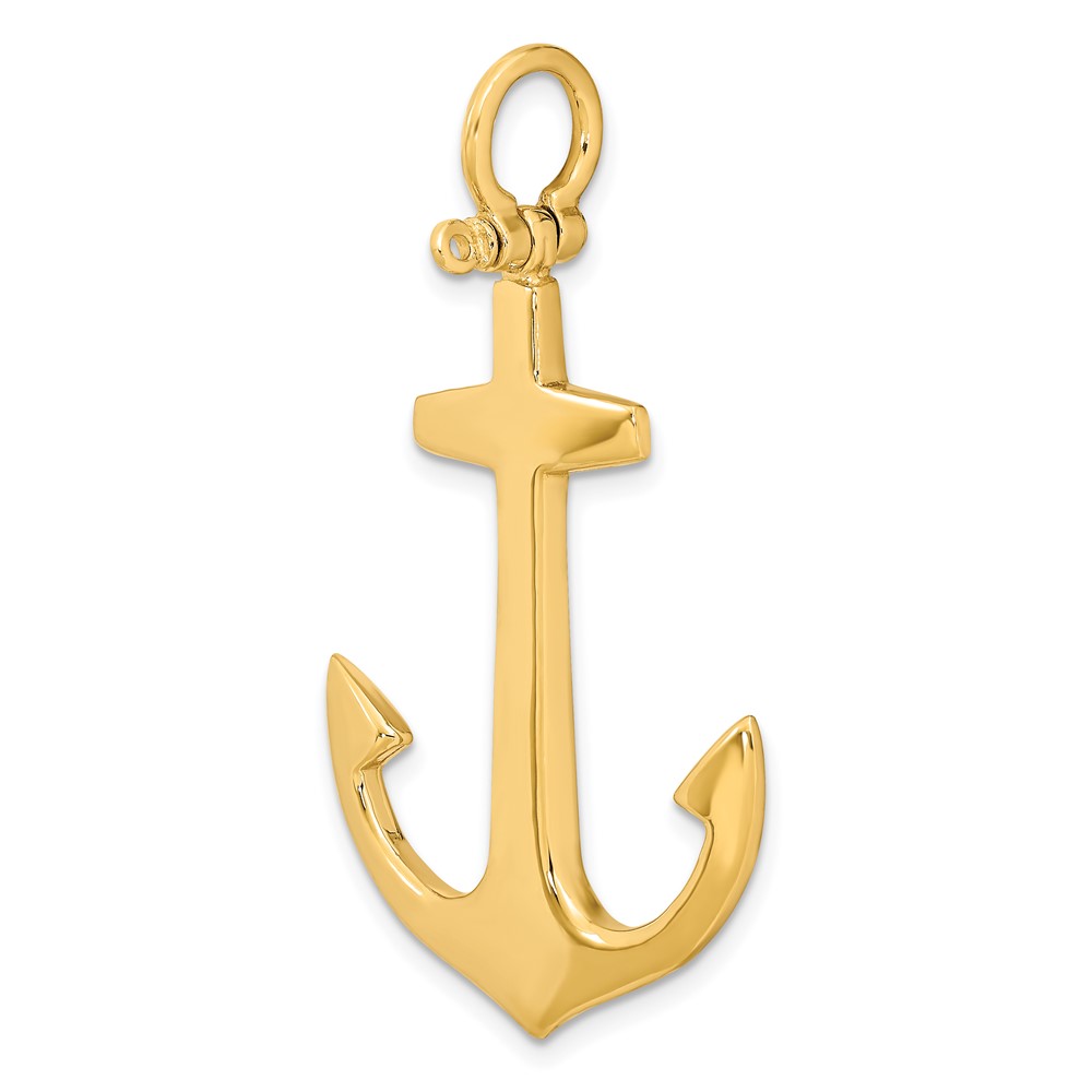 14K 3-D Polished Large Anchor Charm (K7877)