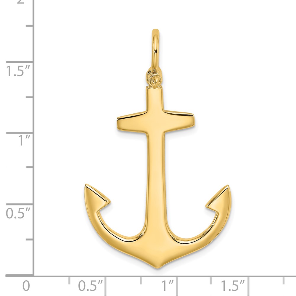 14K 3-D Polished Large Anchor Charm (K7877)