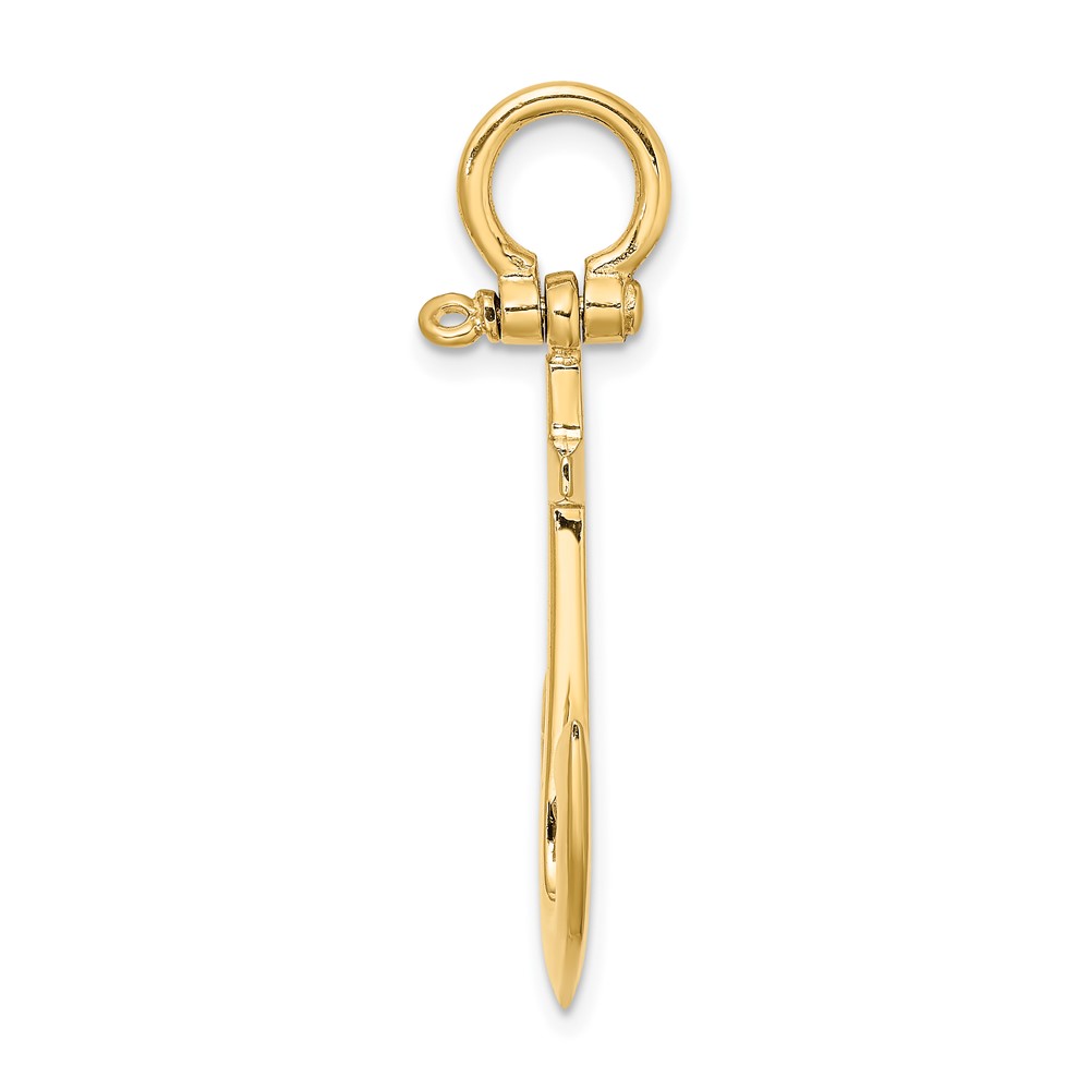 14K 3-D Polished Anchor Charm (K7878)