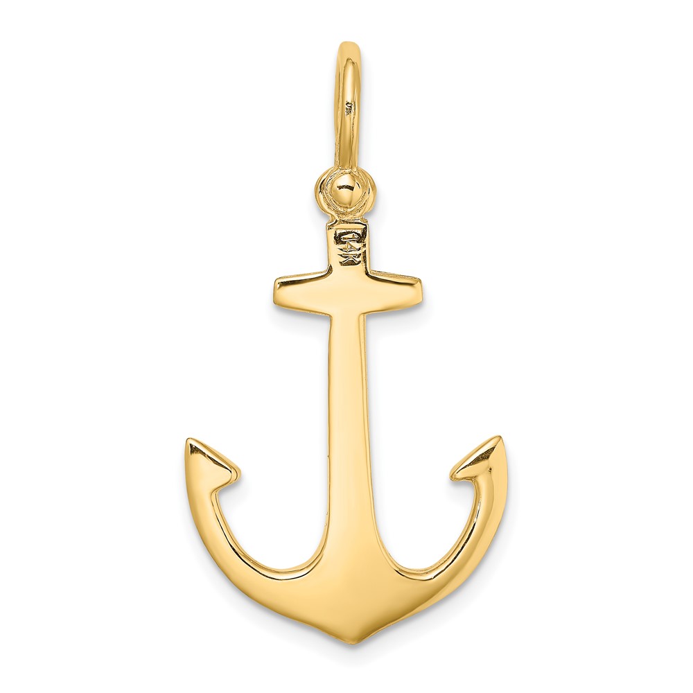 14K 3-D Polished Anchor Charm (K7878)