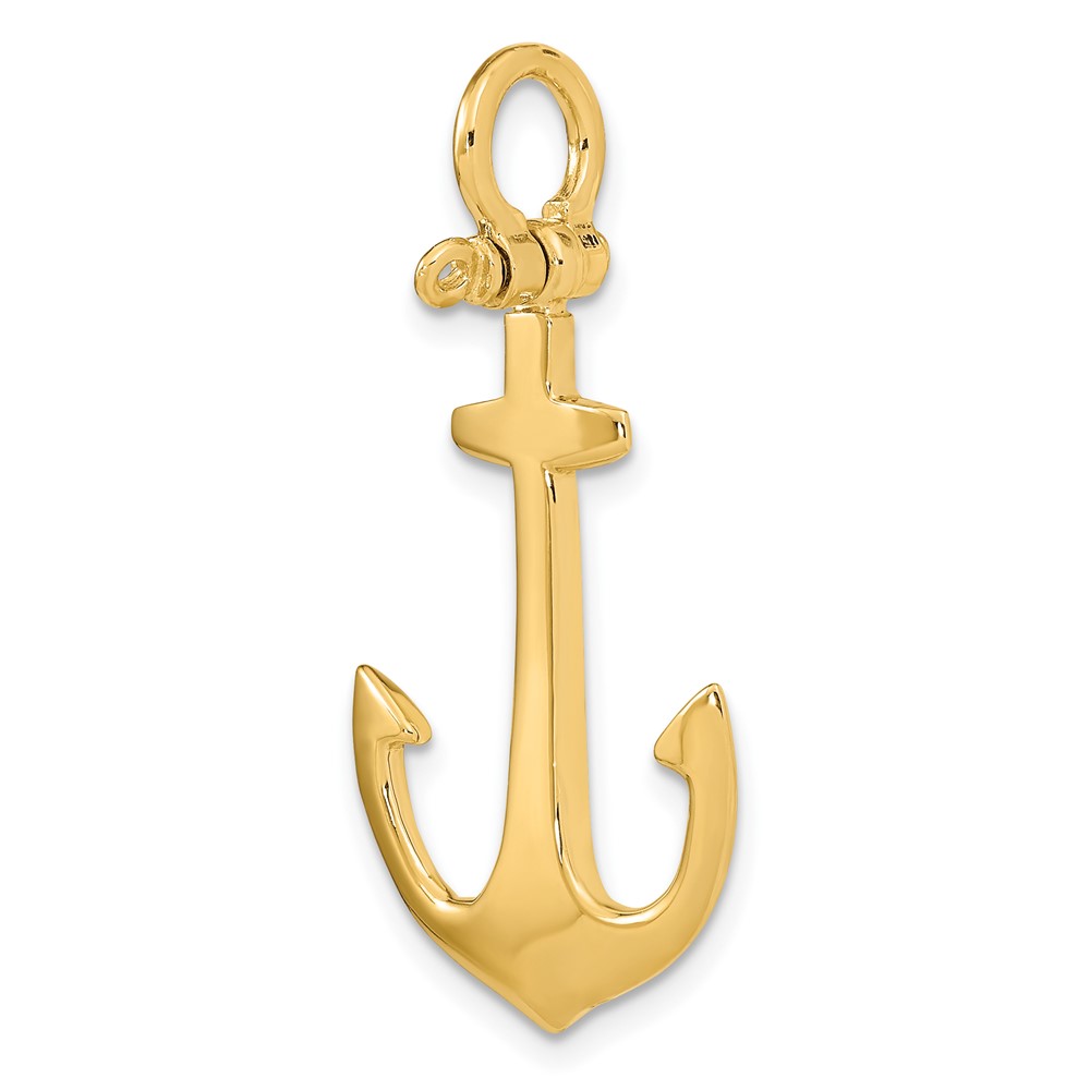 14K 3-D Polished Anchor Charm (K7878)