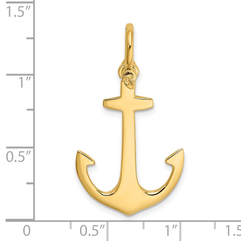 14K 3-D Polished Anchor Charm (K7878)