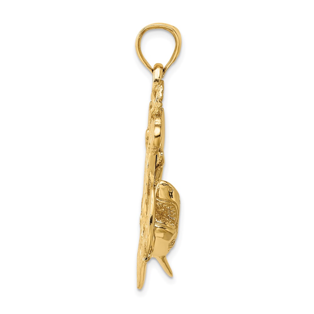 14K 2-D Anchor with Shark Charm (K7881)