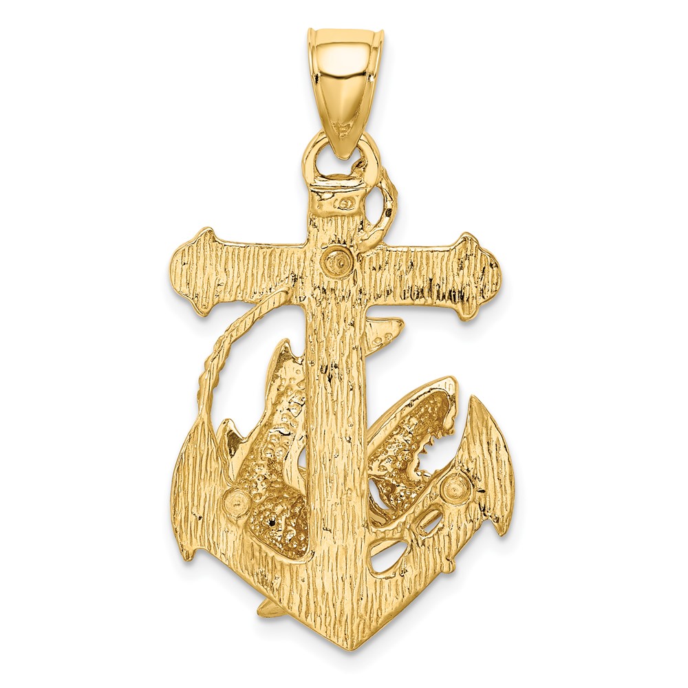 14K 2-D Anchor with Shark Charm (K7881)
