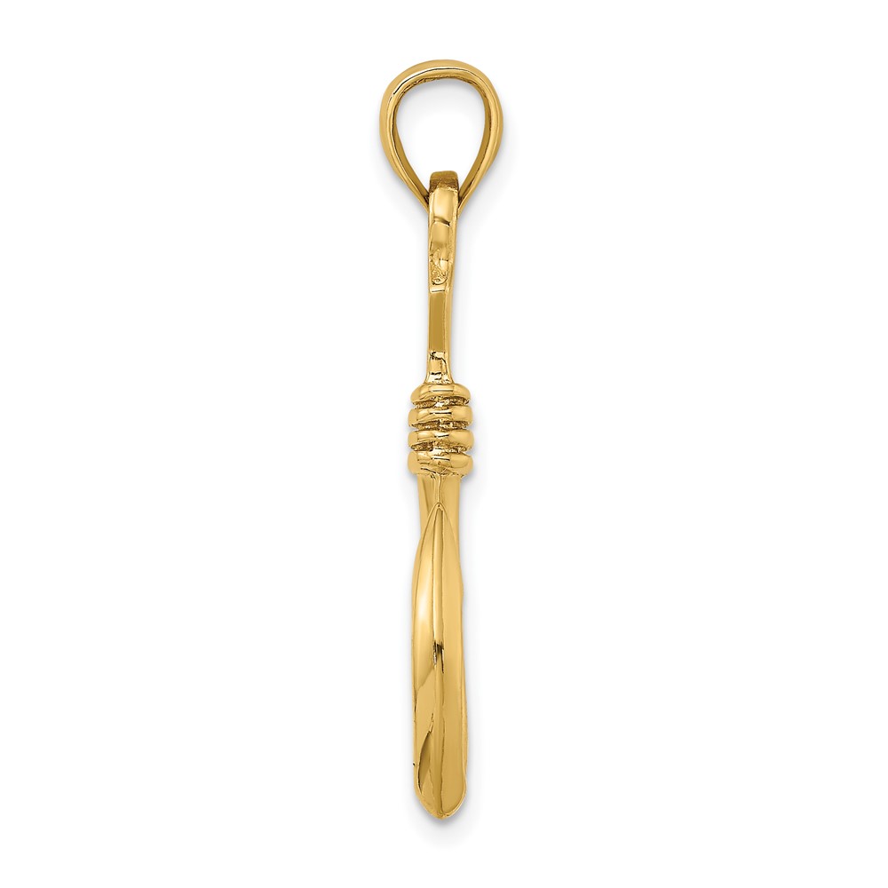 14K 3-D Large Fish Hook with Rope Charm (K7885)