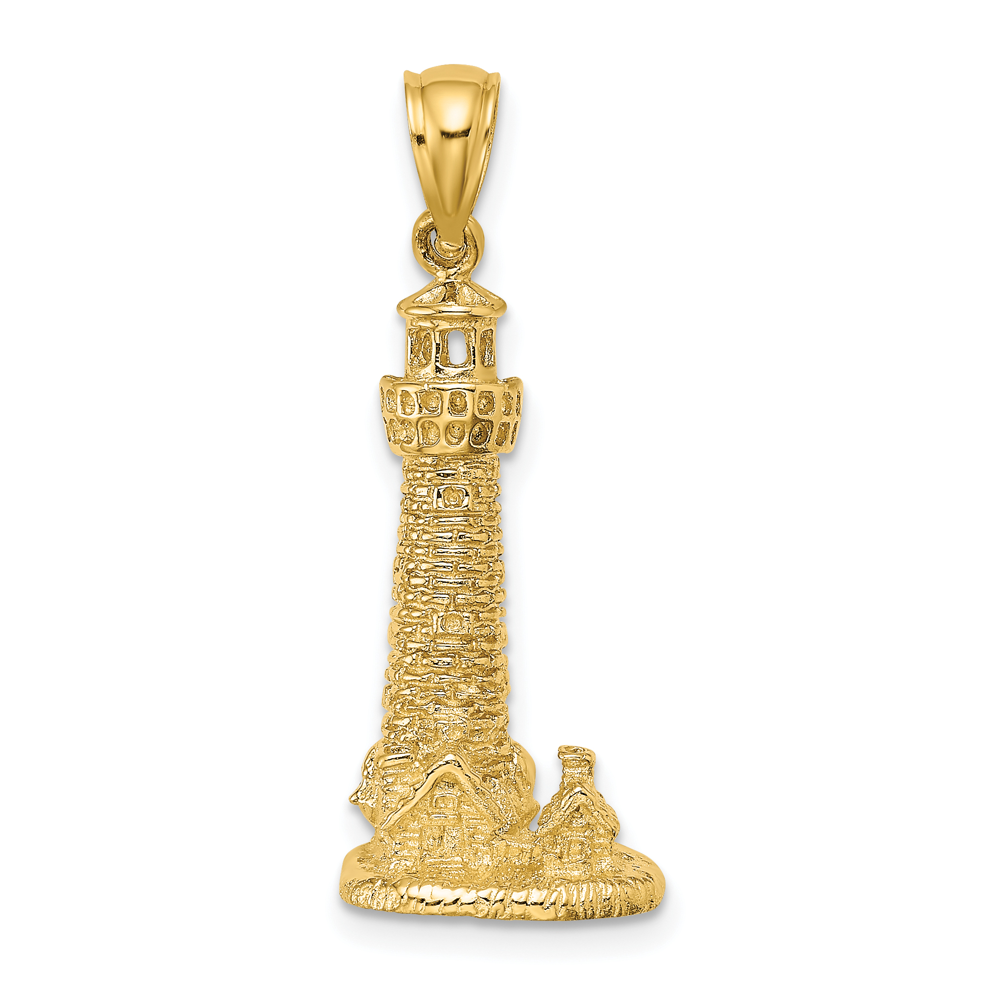 14K 2-D Assateague Island Virginia Lighthouse Charm K7889 - Picture 1 of 4