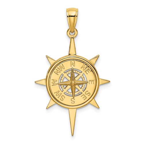 14K Star Frame w/ Nautical Compass Center Charm