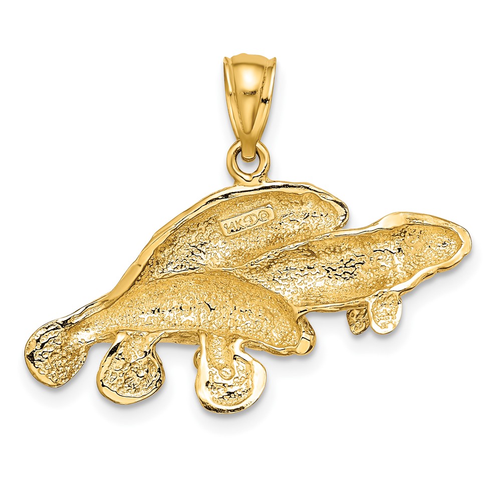 14K 2-D /Polished Three Manatees Charm (K7929)