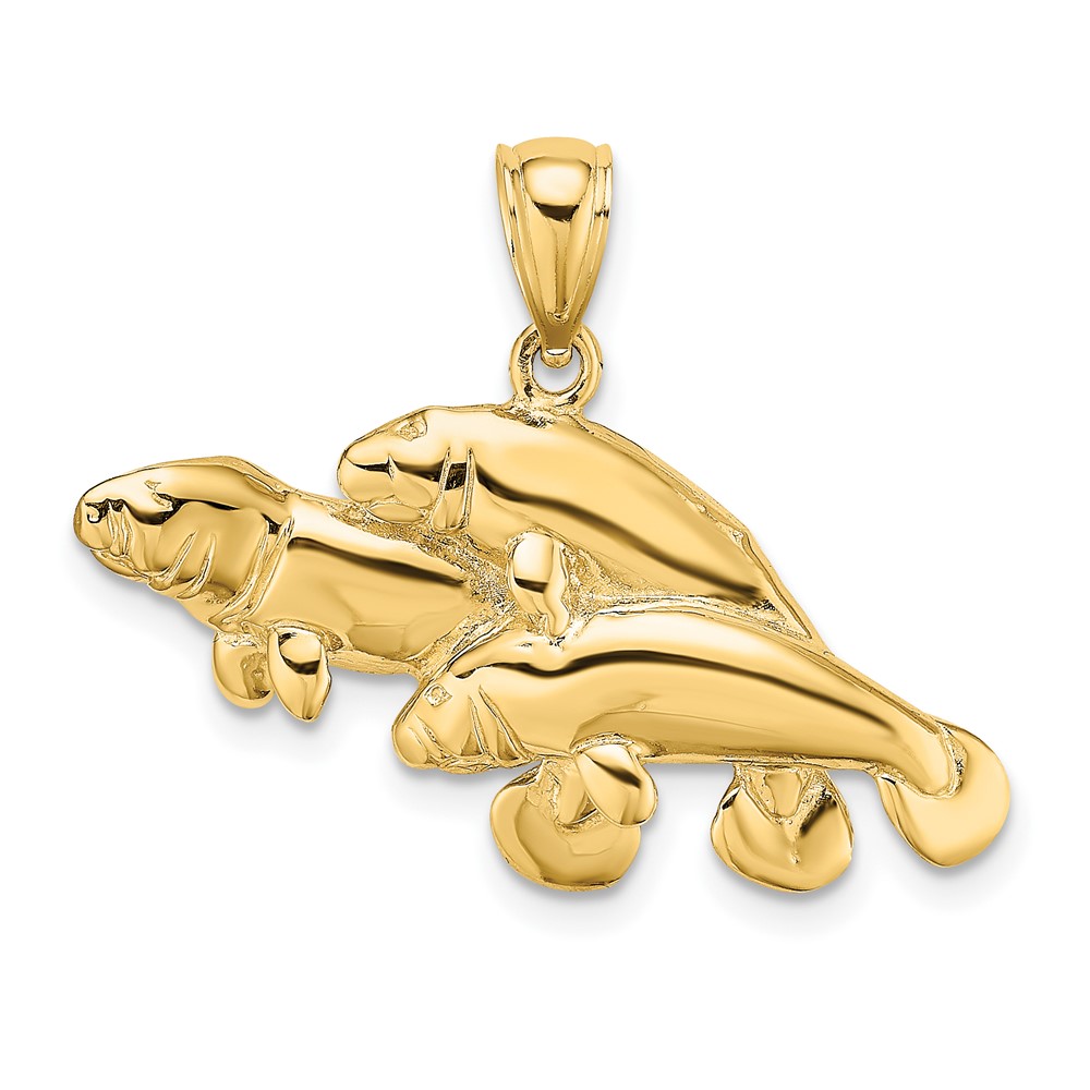 14K 2-D /Polished Three Manatees Charm (K7929)