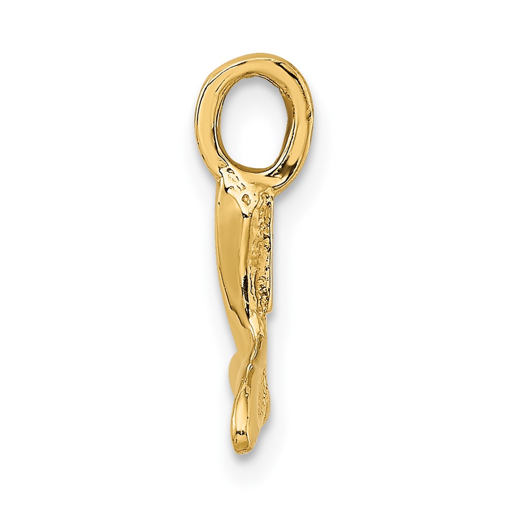 14K Polished Mini Whale Tail Charm (K7952)