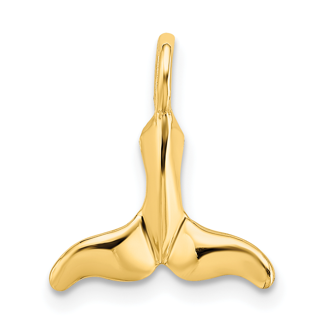 14K Polished Mini Whale Tail Charm (K7952)