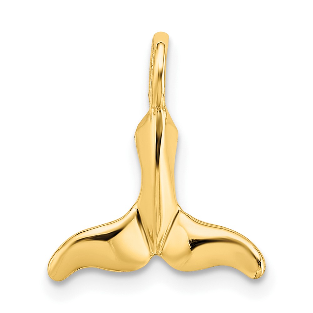 14K Polished Mini Whale Tail Charm (K7952)