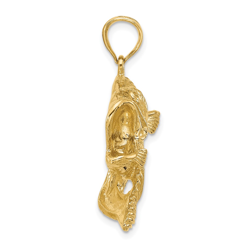14K 2-D Bass Fish Jumping Charm (K7956)