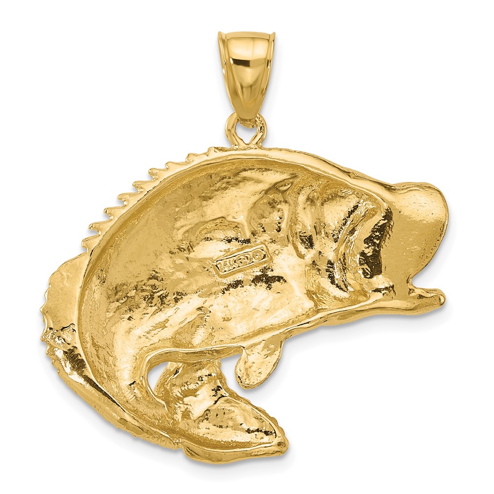 14K 2-D Bass Fish Jumping Charm (K7956)