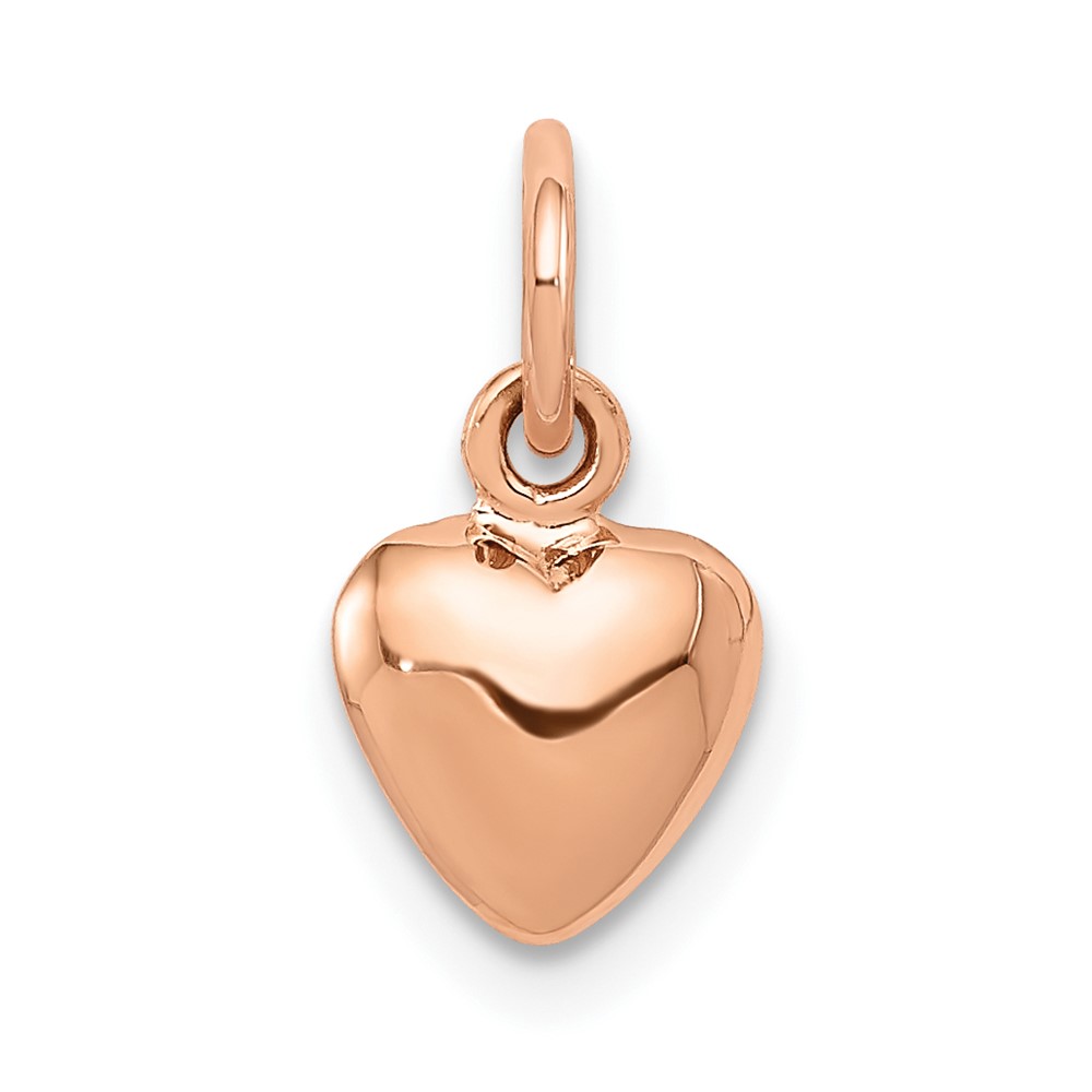 14K Rose Gold Polished 3-D Puffed Heart Charm