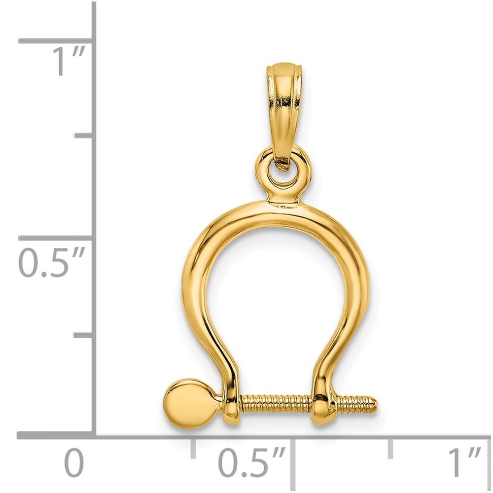 14K 3-D Small Shackle Link Screw Charm (K7977)