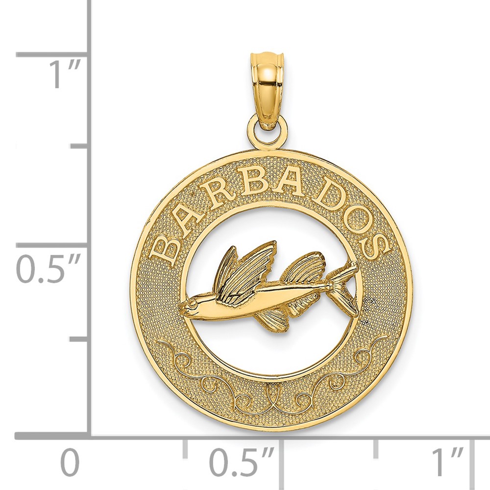 14K BARBADOS w/Flying Fish Circle Charm (K7983)
