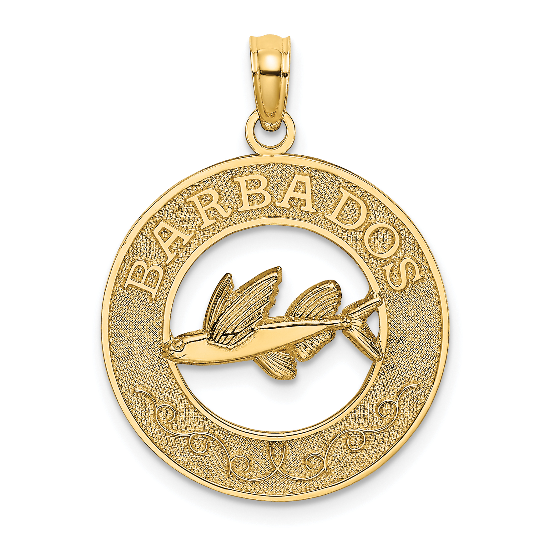 14K BARBADOS w/Flying Fish Circle Charm (K7983)