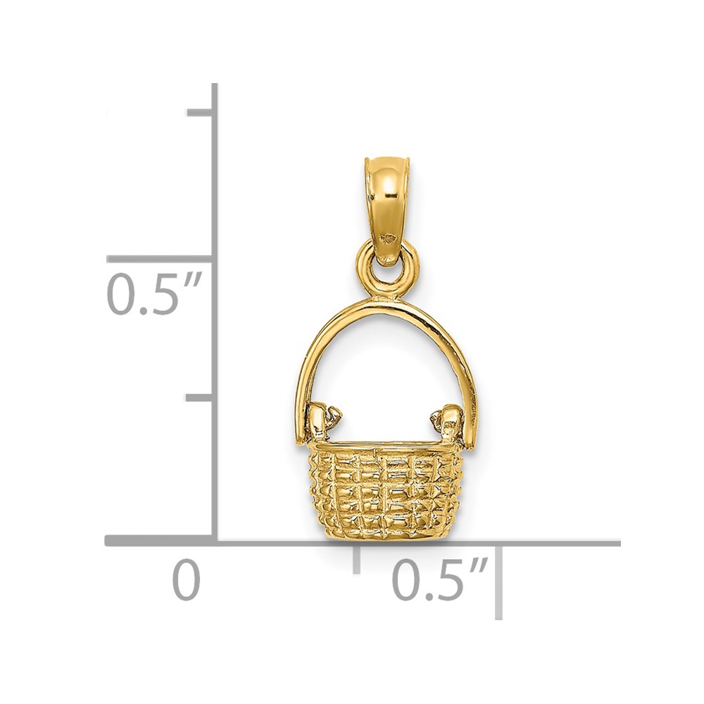 14K 3-D Moveable Handle Basket Charm (K7990)