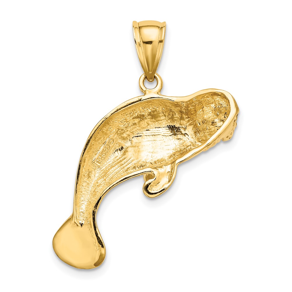 14K 2-D /Polished Swimming Manatee Charm (K7997)