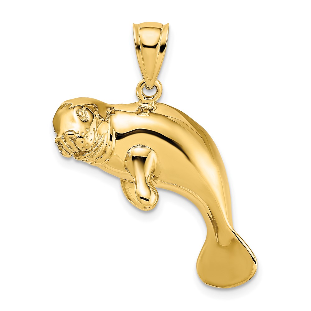 14K 2-D /Polished Swimming Manatee Charm (K7997)