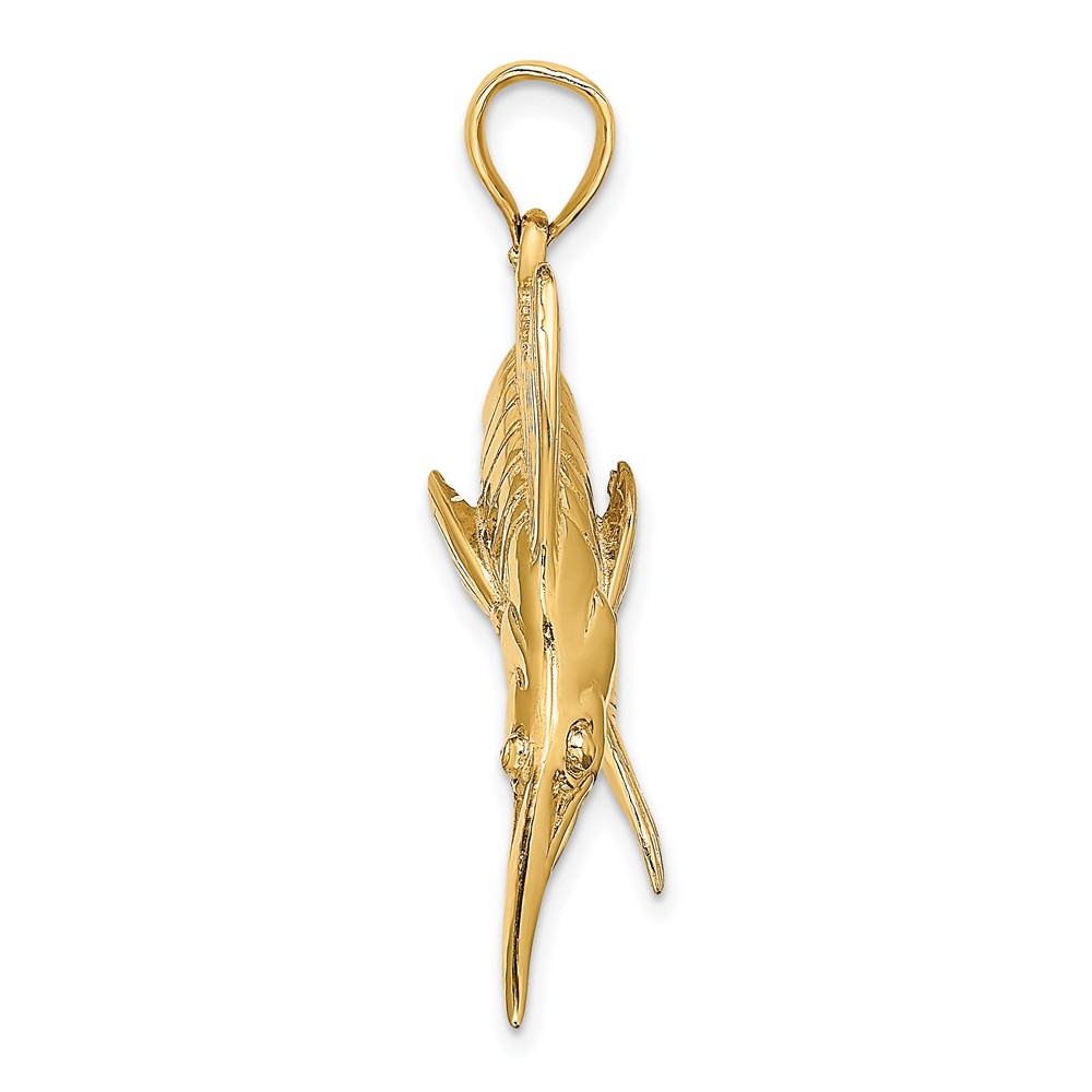 14K 3-D Polished /Satin Blue Marlin Charm (K8013)
