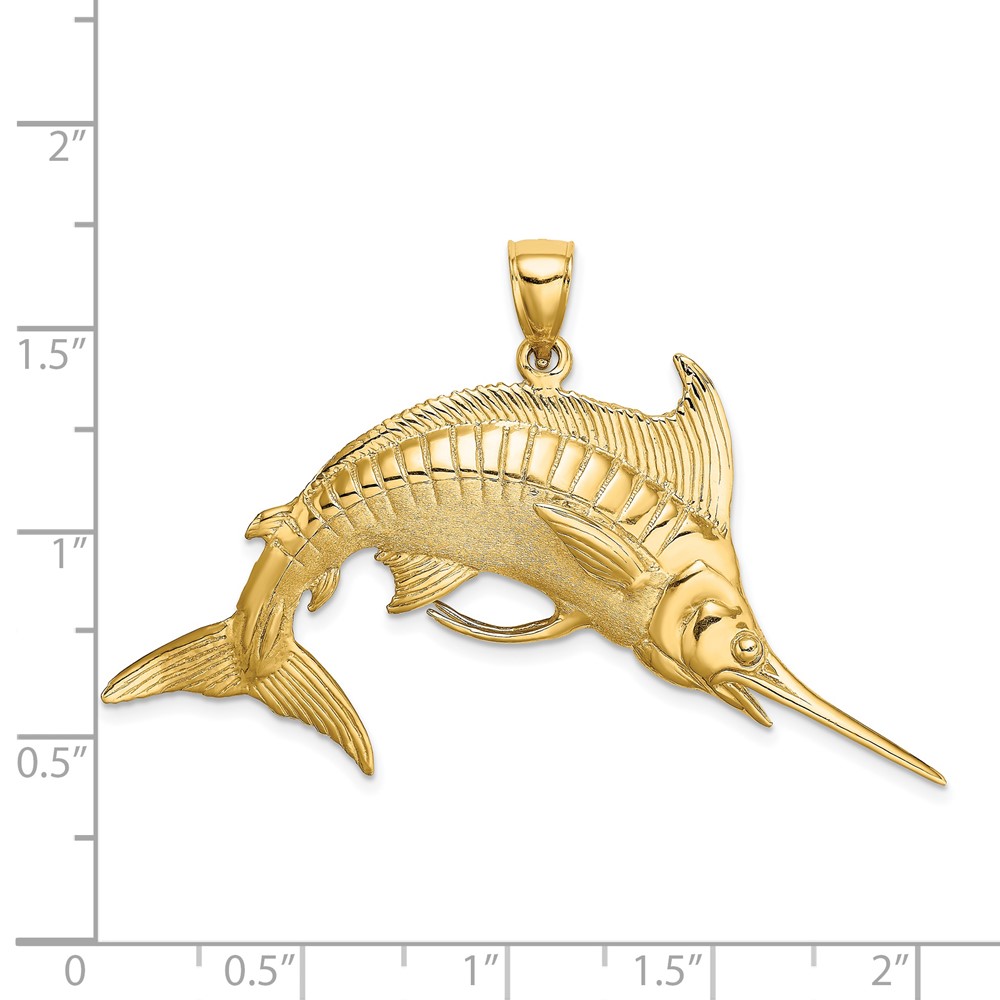 14K 3-D Polished /Satin Blue Marlin Charm (K8013)