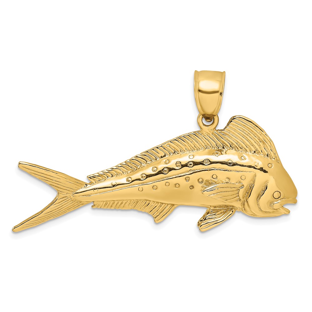 14K 3-D Female Dorado (Mahi-Mahi) Charm (K8016)