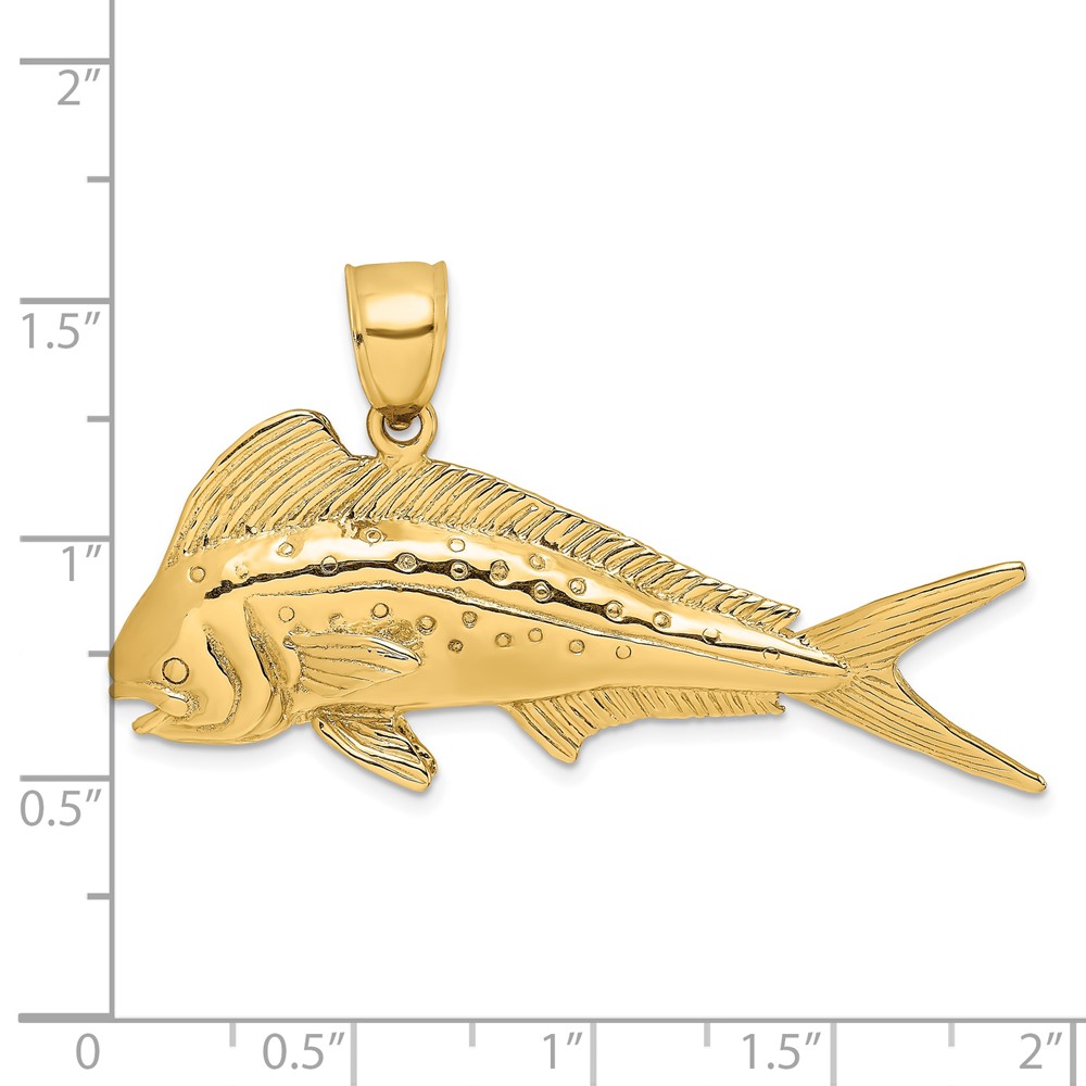 14K 3-D Female Dorado (Mahi-Mahi) Charm (K8016)