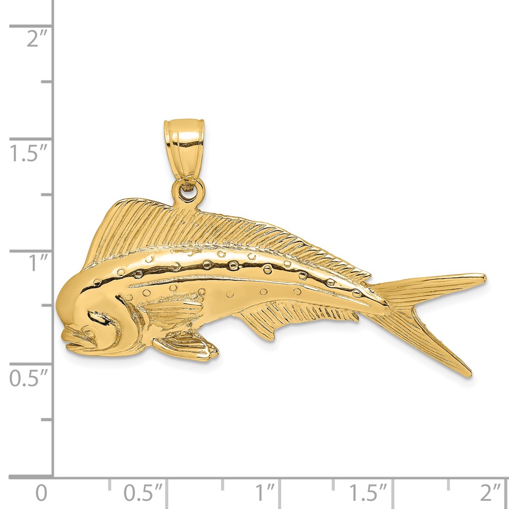 14K 3-D Male Dorado (Mahi-Mahi) Charm (K8017)