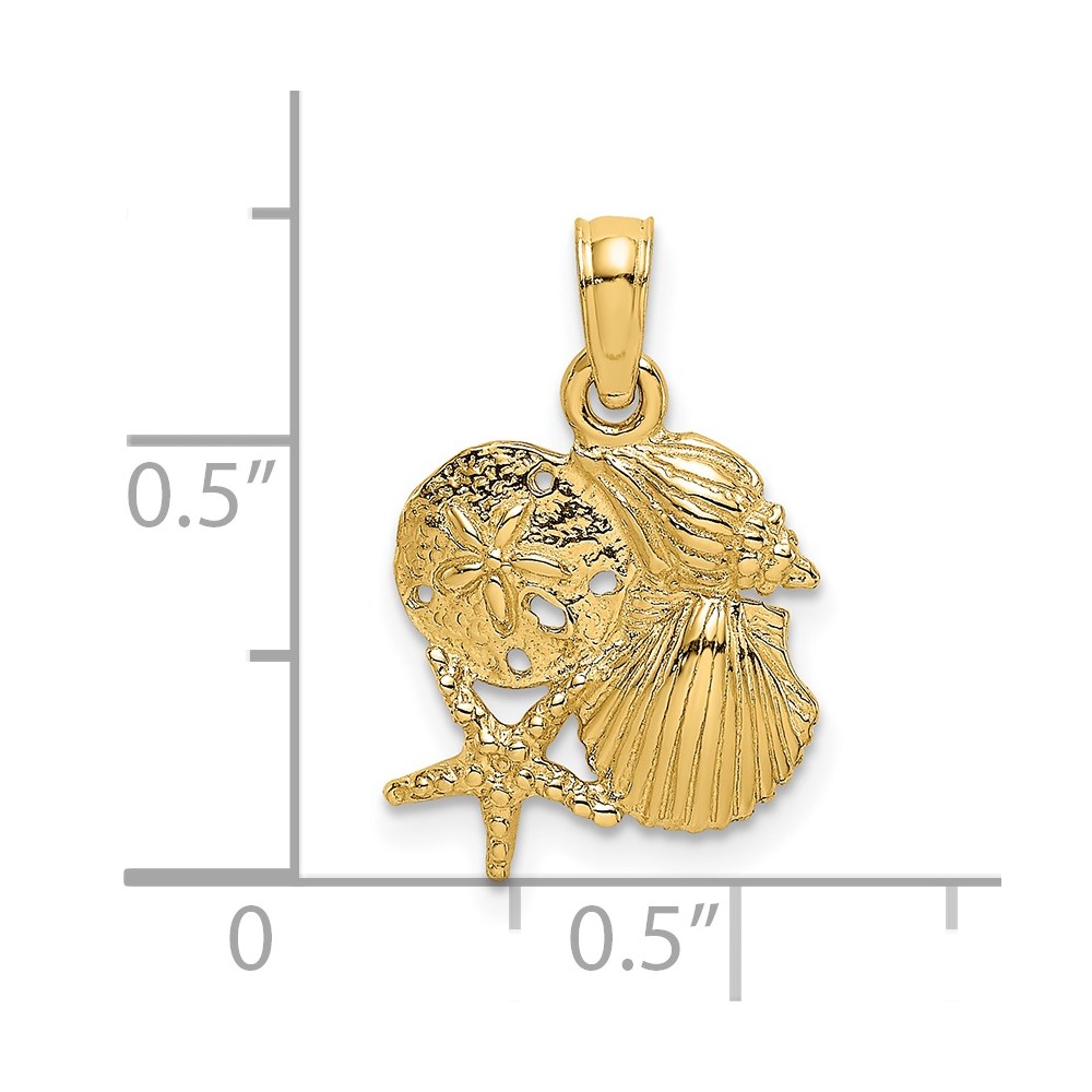 14K Four Shell Cluster Charm (K8028)