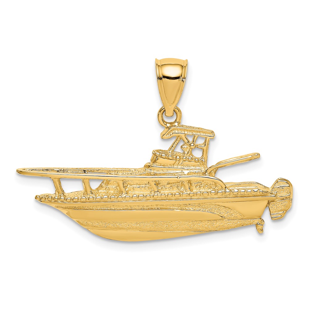 14K 2-D Fishing Boat Charm (K8031)