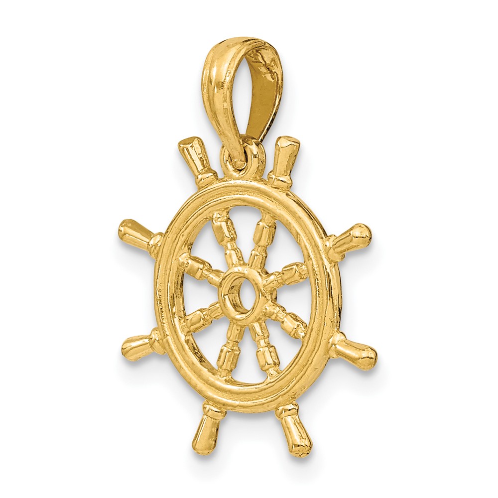 14K 3-D Ships Wheel Charm (K8046)