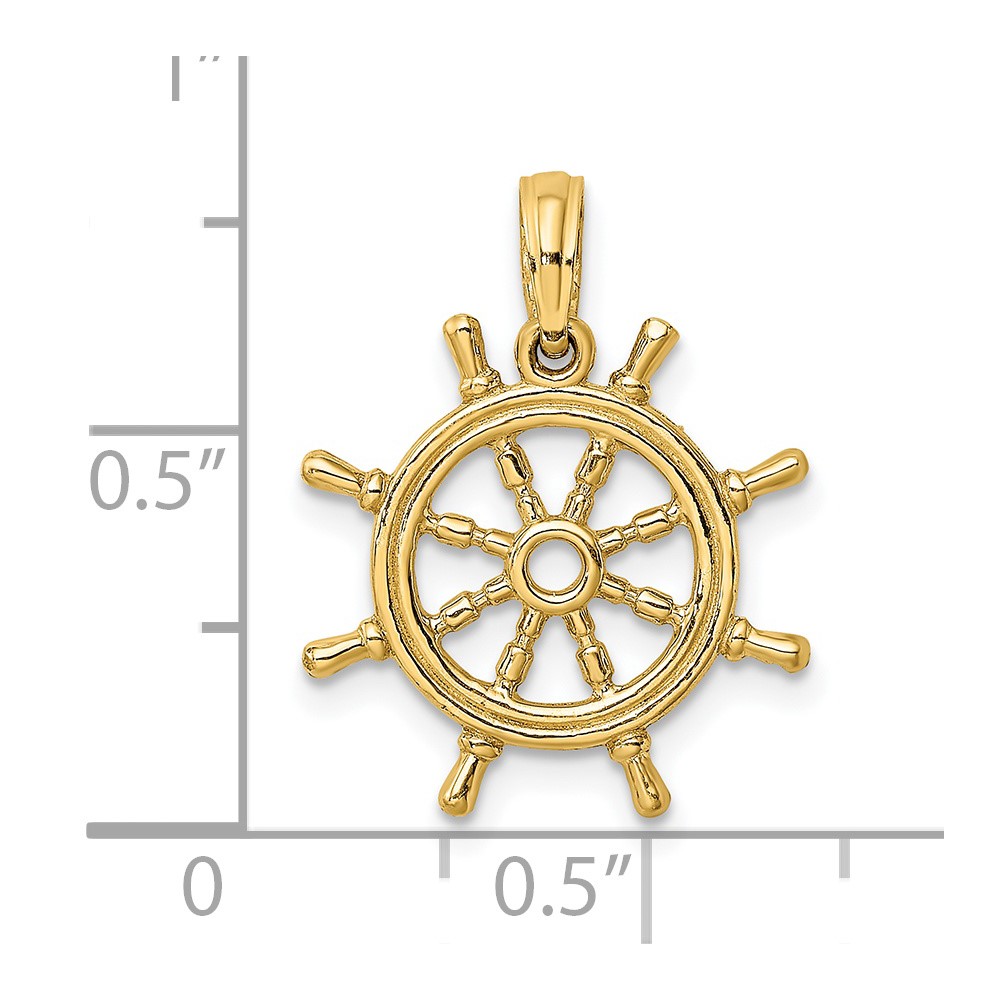 14K 3-D Ships Wheel Charm (K8046)