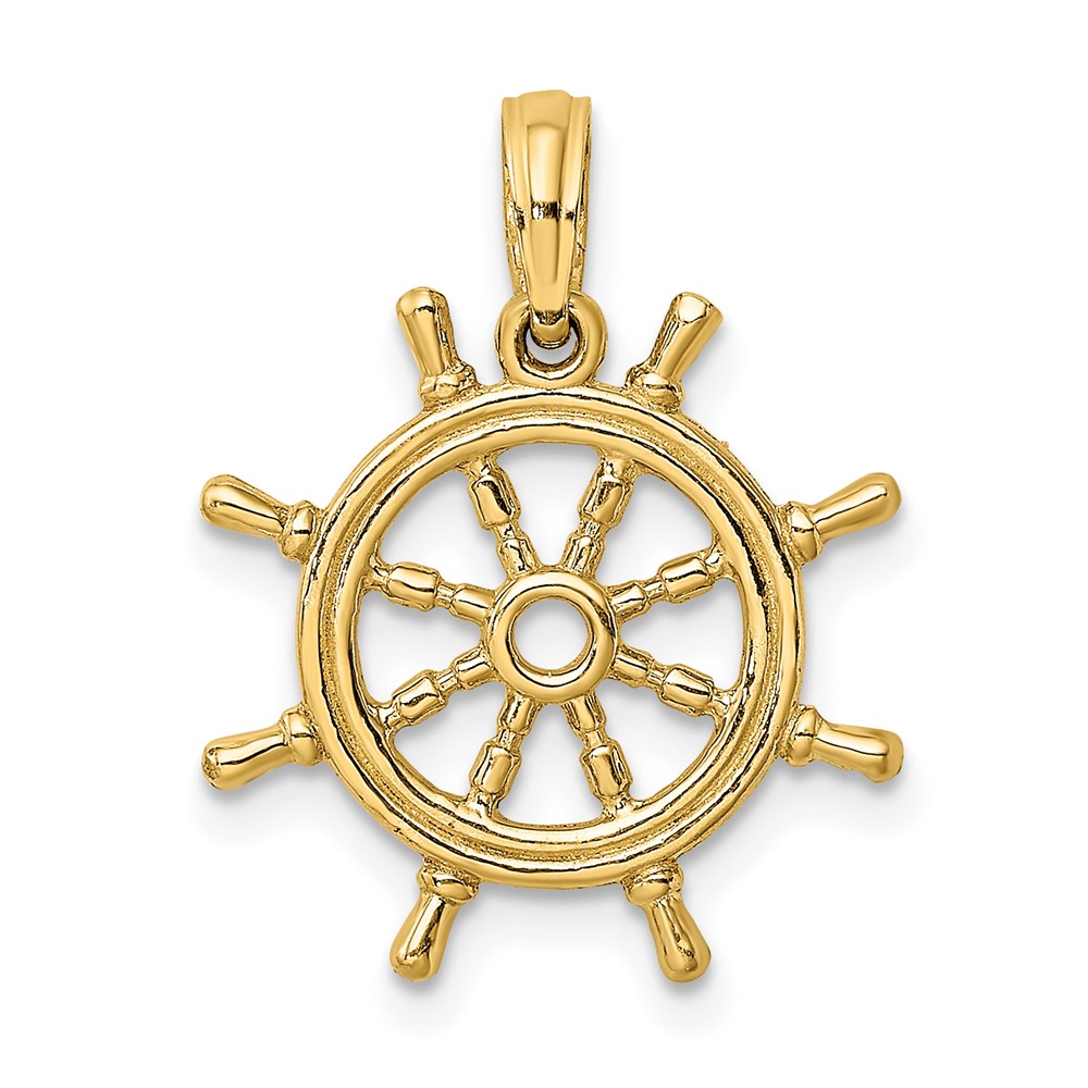 14K 3-D Ships Wheel Charm (K8046)