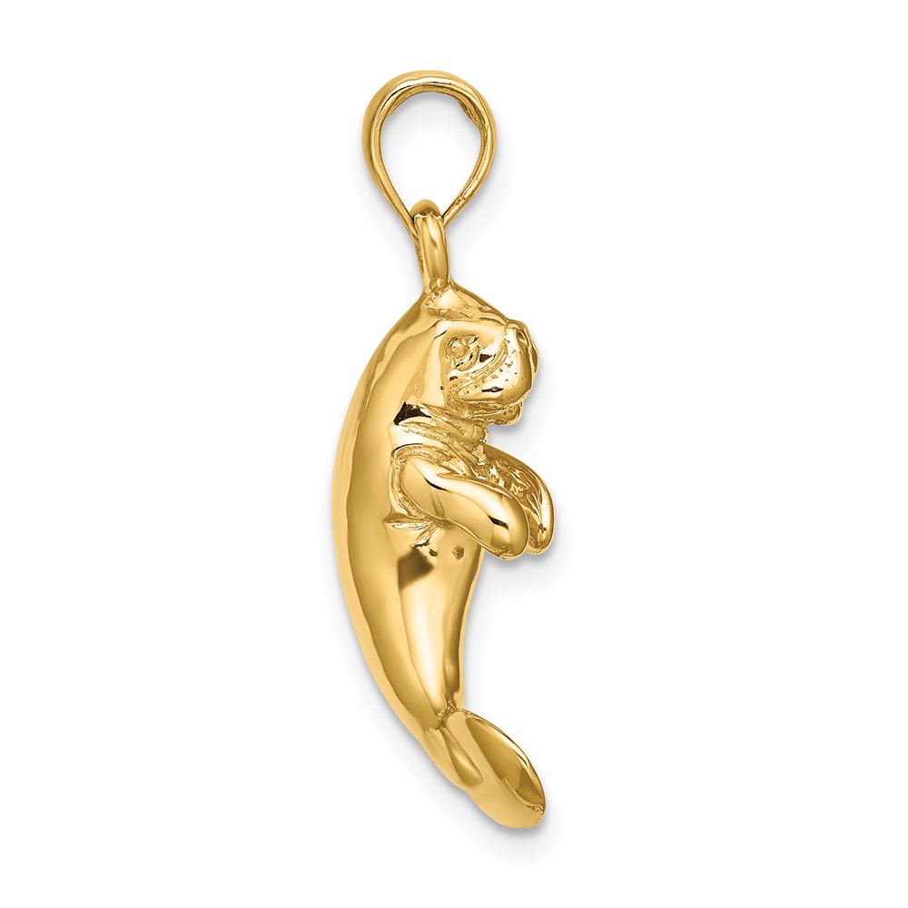 14K 3-D Polished Manatee Charm (K8050)