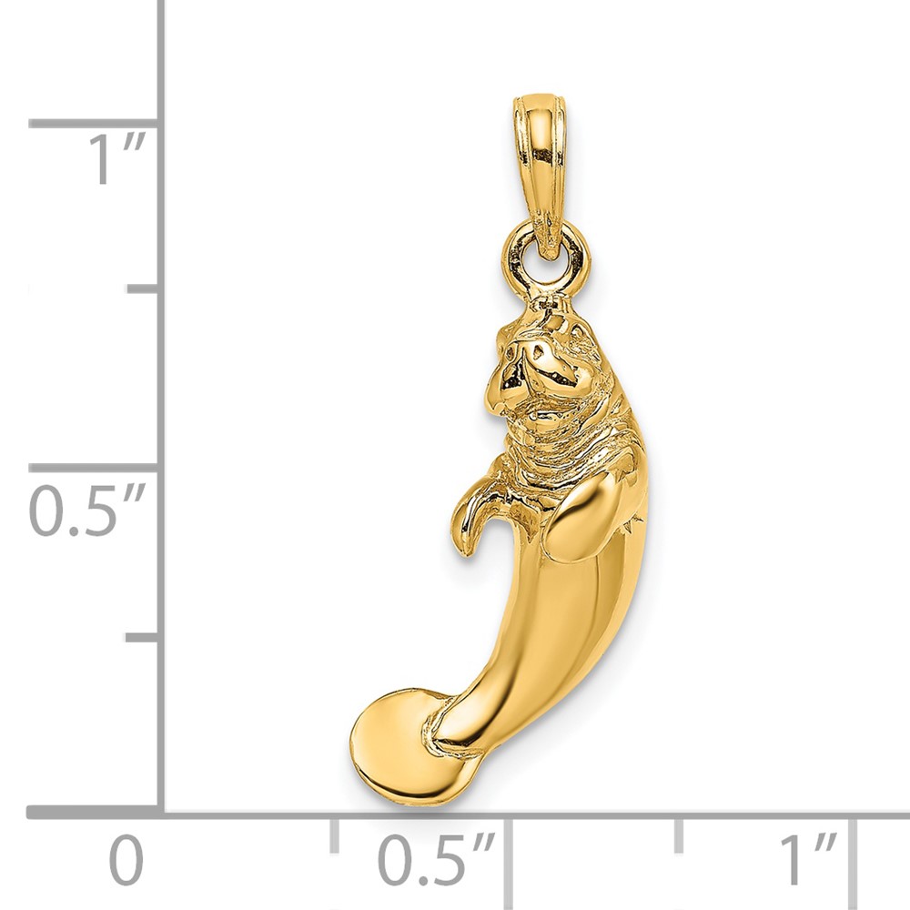 14K 3-D Polished Manatee Charm (K8050)