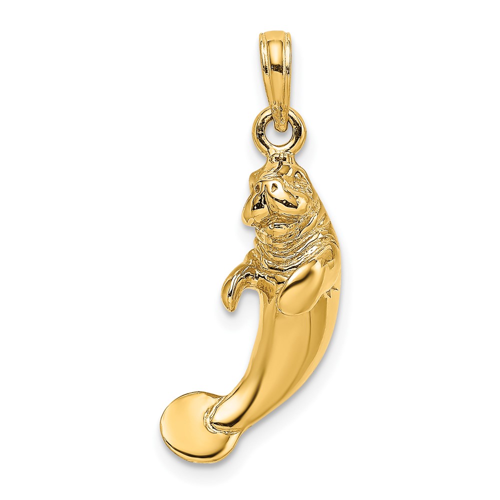 14K 3-D Polished Manatee Charm (K8050)