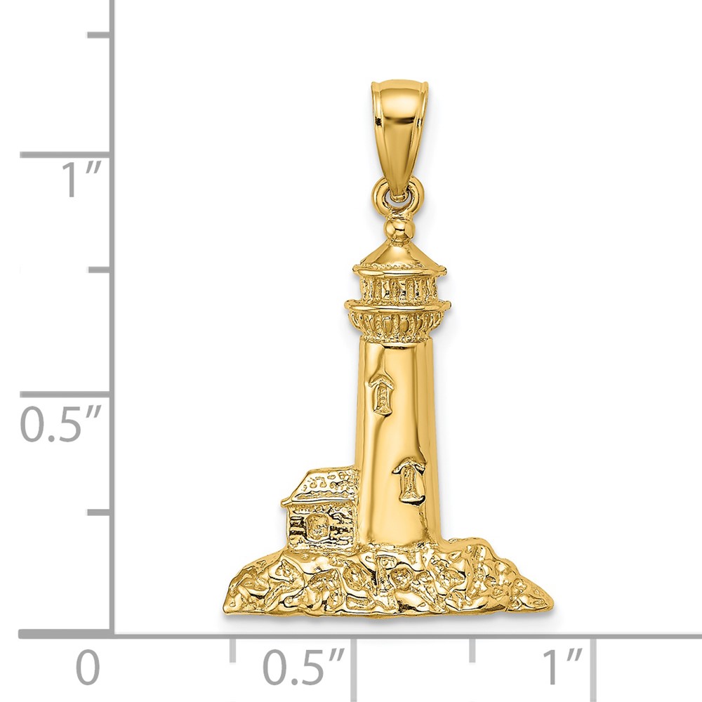 14K Polished Lighthouse Charm (K8051)